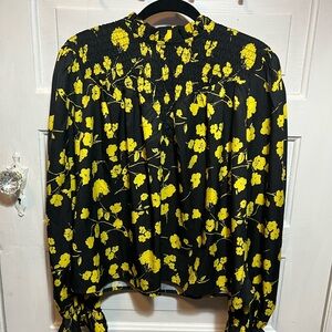 Floral Black and Yellow Women's Top Nasty Gal